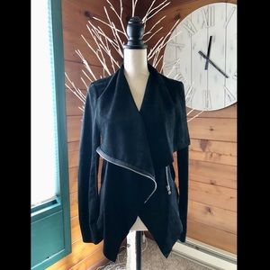 Vigoss Black Faux Suede Draped Collar Jacket